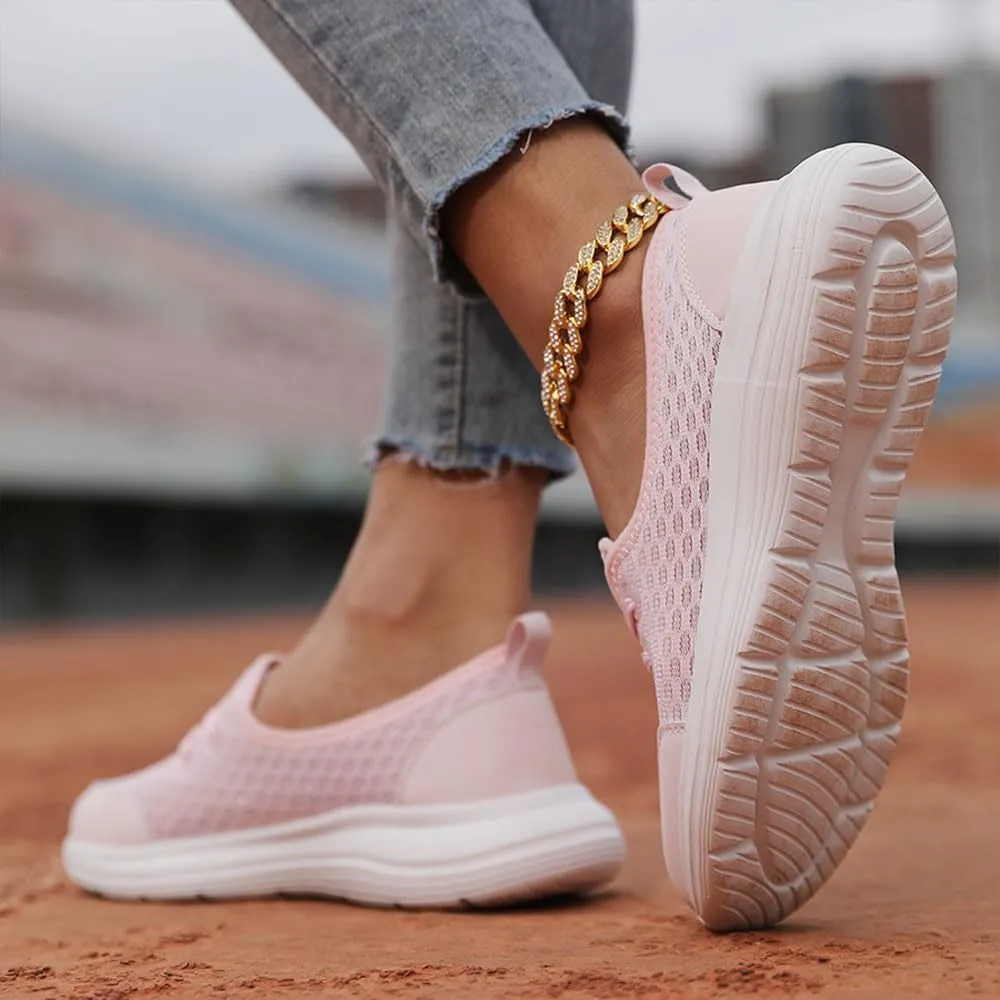 2025 Women's Soft Sole Mesh Comfort Orthopedic Shoes, Slip-On Walking Shoes with Arch Support