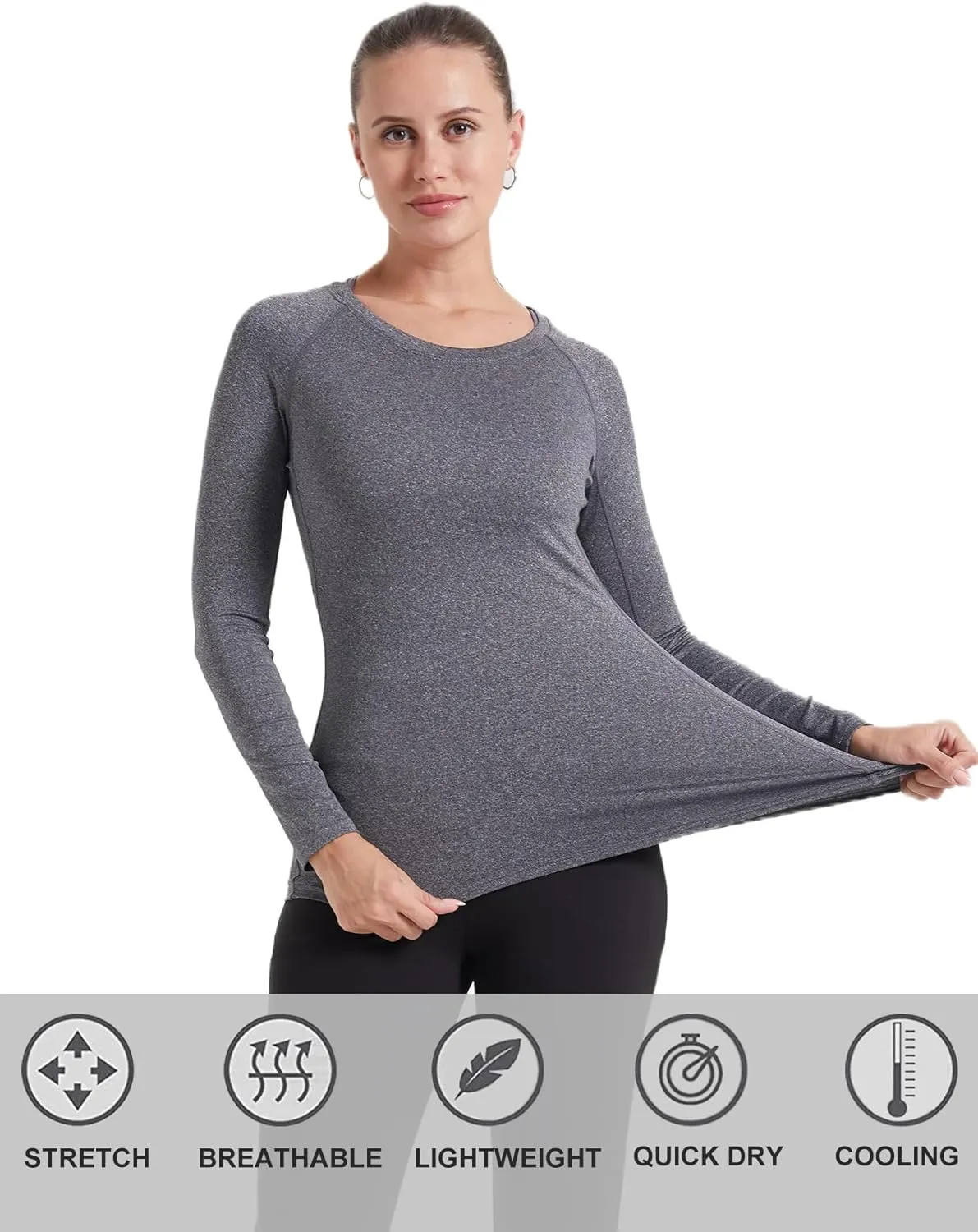 4 Pack Long Sleeve Compression Shirts for Women Workout Athletic Baselayer Yoga Softball T-Shirts Cool Running Tops