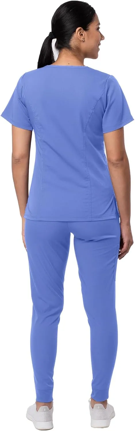 Adar Pro Flawless Plus Scrub Set for Women - Elevated V-Neck Top & Jogger Scrub Pants