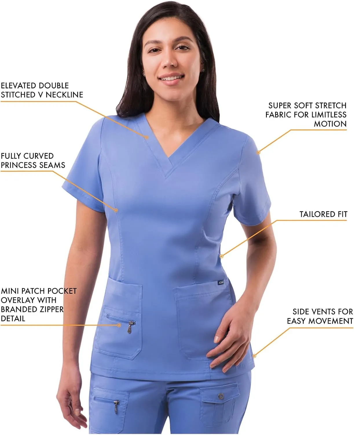 Adar Pro Flawless Plus Scrub Set for Women - Elevated V-Neck Top & Jogger Scrub Pants