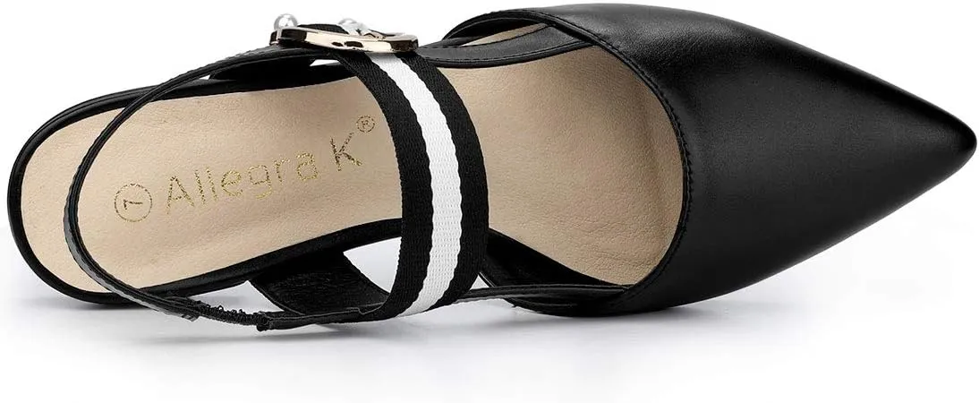 Allegra K Women's Pointed Toe Slingback Flat Mules