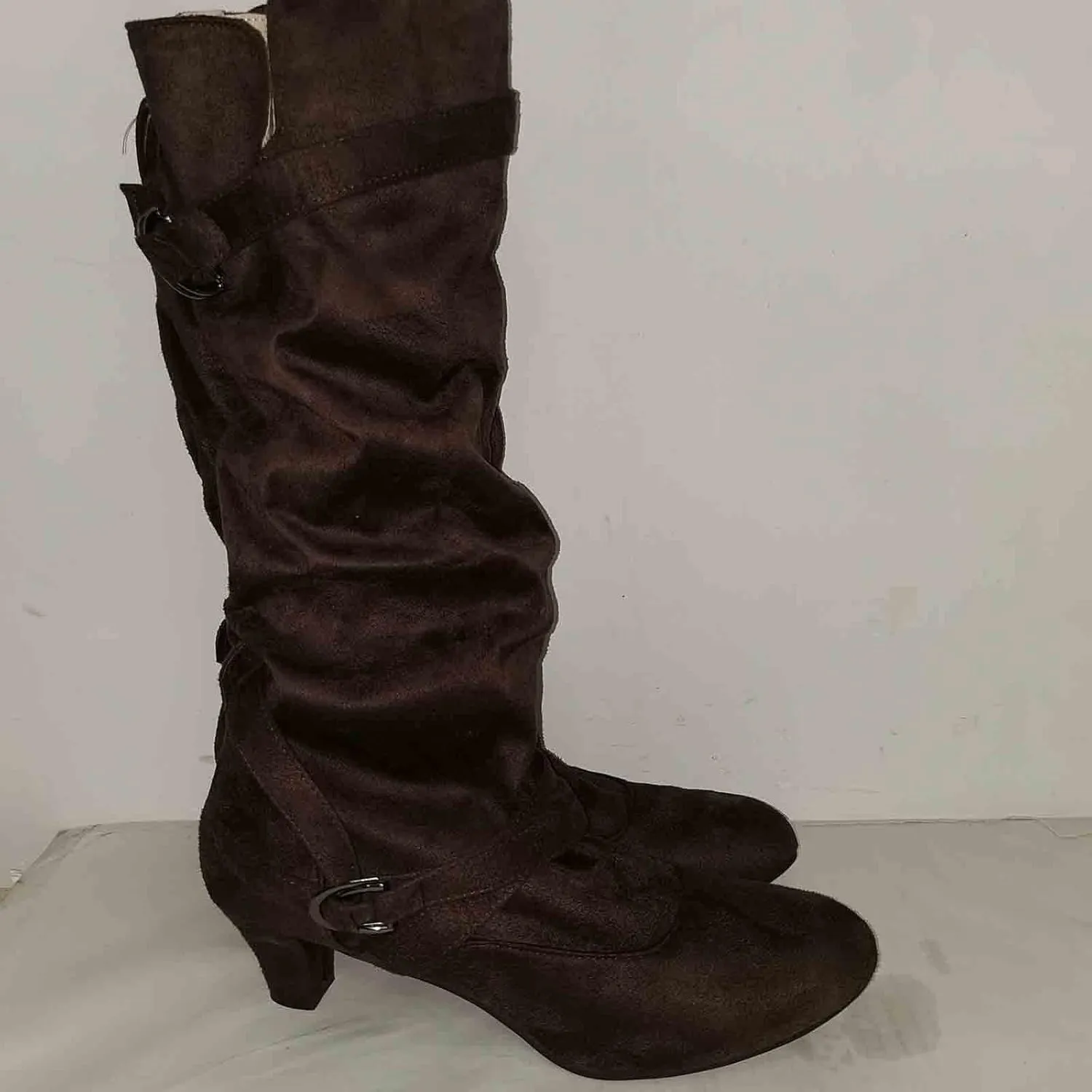 AMDBEL Wide Calf Boots for Women High Heel Womens Fall Boots 2024 Winter Slip On Pointed Toe Boots Fashion Booties Shoes