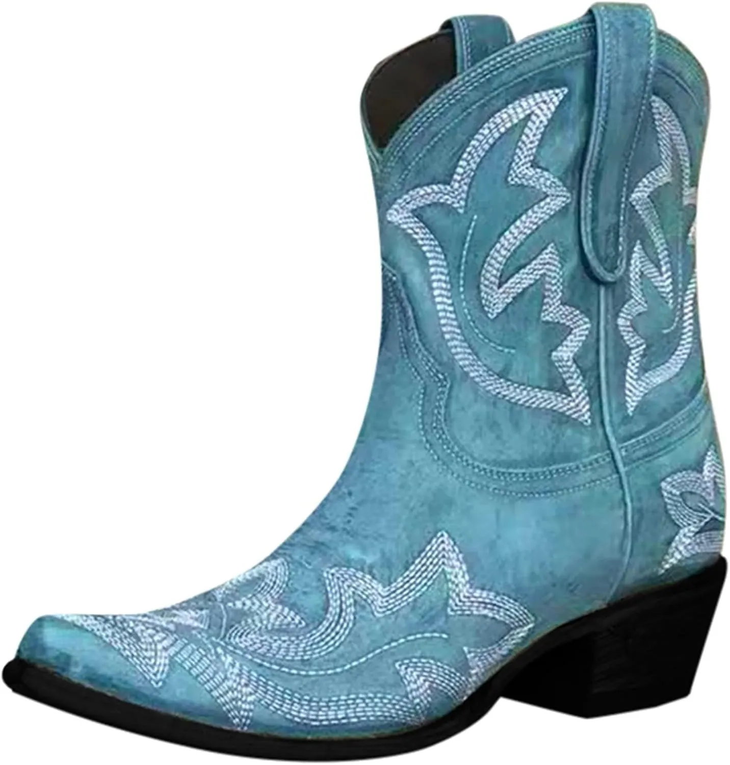 AMDBEL Wide Calf Boots for Women Low Heel Womens Fall Boots 2024 Winter Pointed Toe Western Cowboy Boots Fashion Shoes