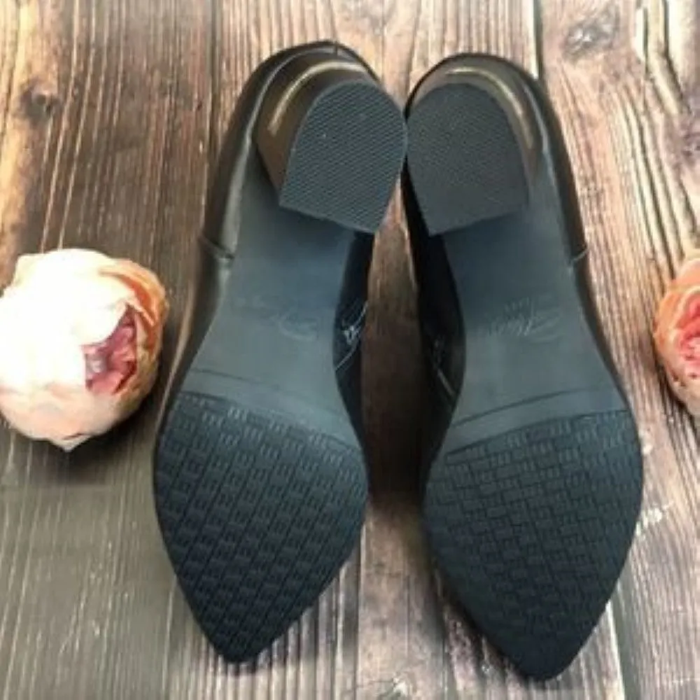 Aqua College Black Leather Booties 9.5