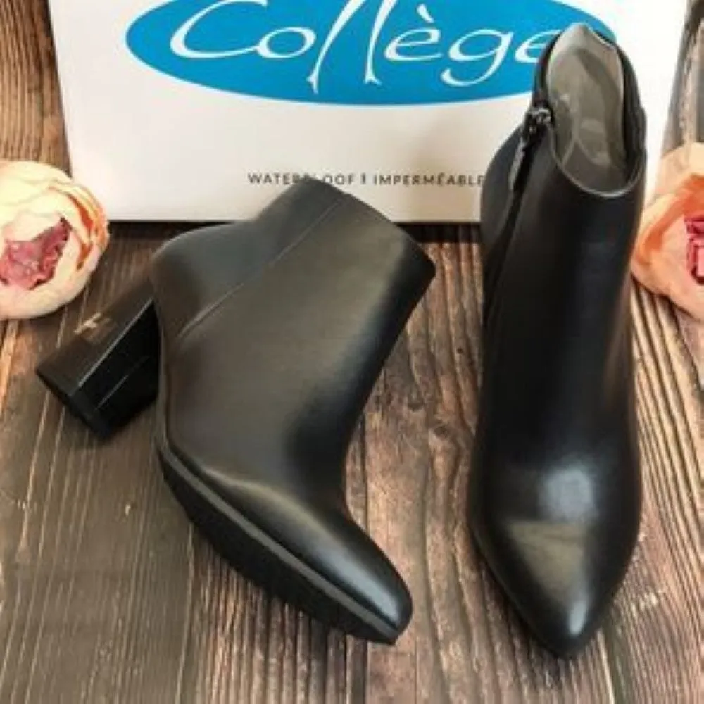 Aqua College Black Leather Booties 9.5