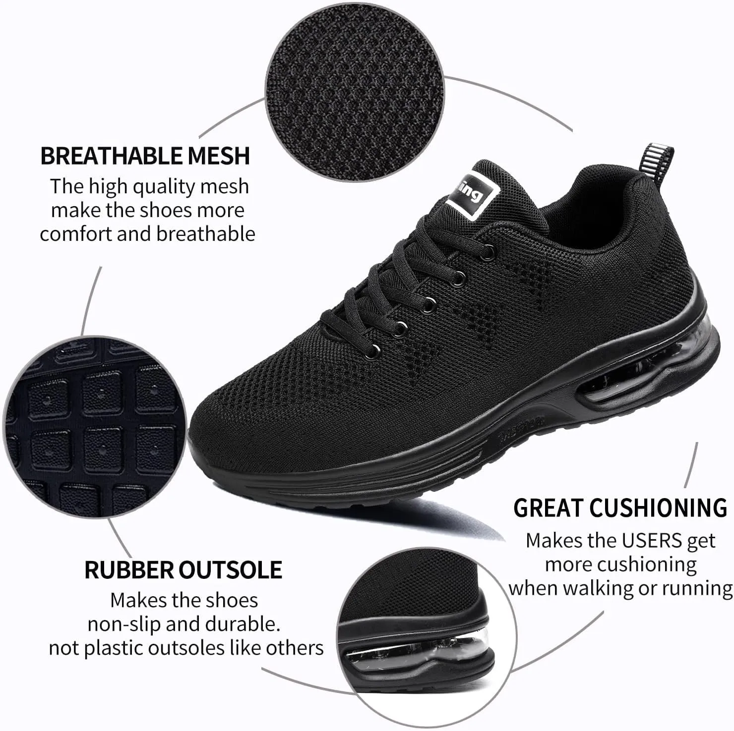 AUPERF Men's Running Shoes Lightweight Breathable Workout Footwear Walking Sports Tennis Sneaker