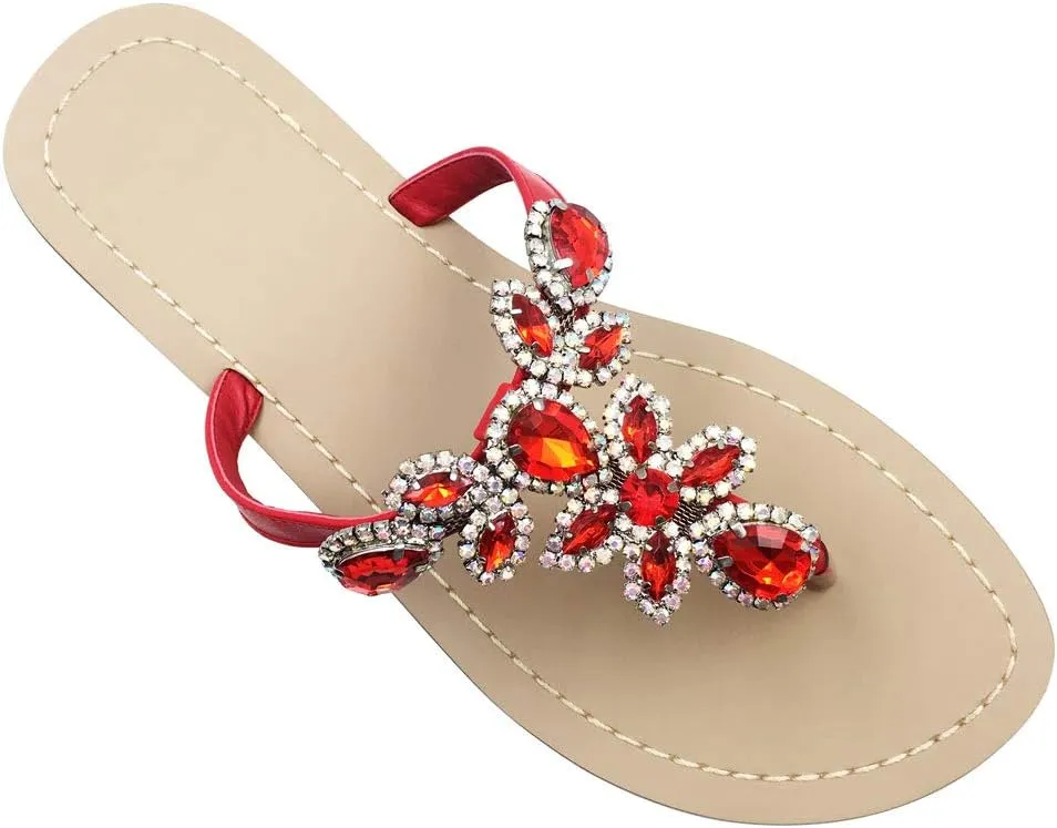 Available in 13 Colors,Rhinestone Sandals,Women's Flat Sandals,Flip Flop,Jeweled Sandals