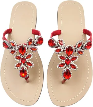Available in 13 Colors,Rhinestone Sandals,Women's Flat Sandals,Flip Flop,Jeweled Sandals