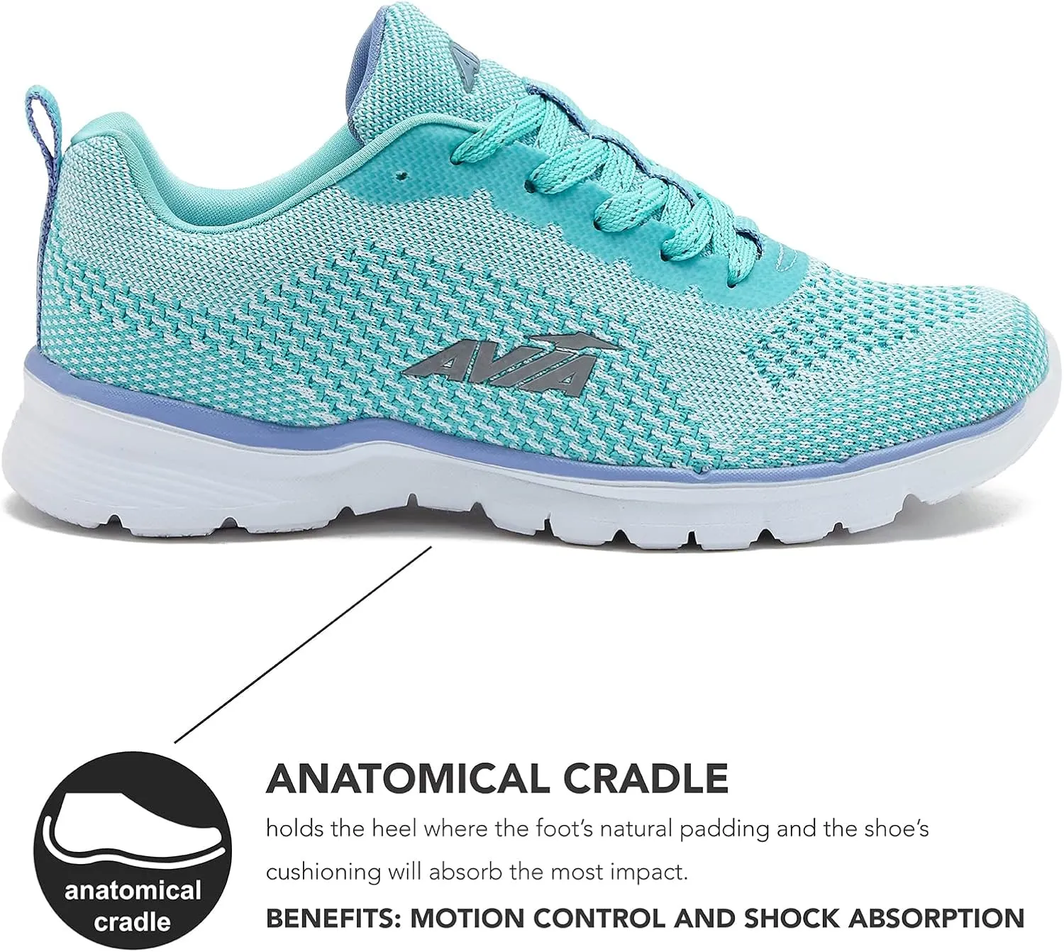 Avia Dive Lightweight Running Sneakers for Women with Memory Foam - Black, Red, & Blue