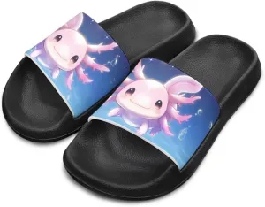 Axolotls Kids Sandals Summer Non Slip Open Toe Slippers for Boys Girls Cute Shower Beach Shoes Soft Footbed One Slide Sandal Lightweight Casual Outdoor Indoor Slipper