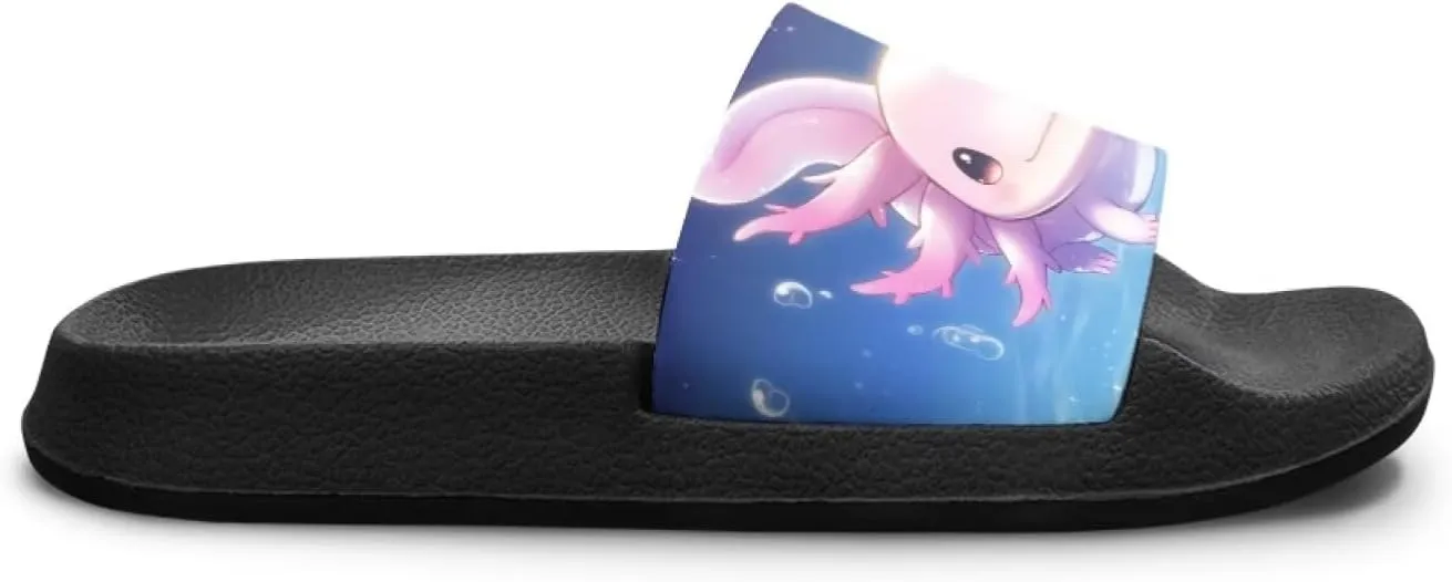 Axolotls Kids Sandals Summer Non Slip Open Toe Slippers for Boys Girls Cute Shower Beach Shoes Soft Footbed One Slide Sandal Lightweight Casual Outdoor Indoor Slipper