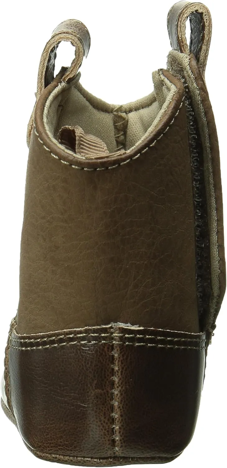 Baby Deer Faux-leather Soft Sole Western Boot for Infant Boys or Girls/Baby First Steps non-Slip with Ornamental Cowboy Stitch and Hook-and-loop Closure