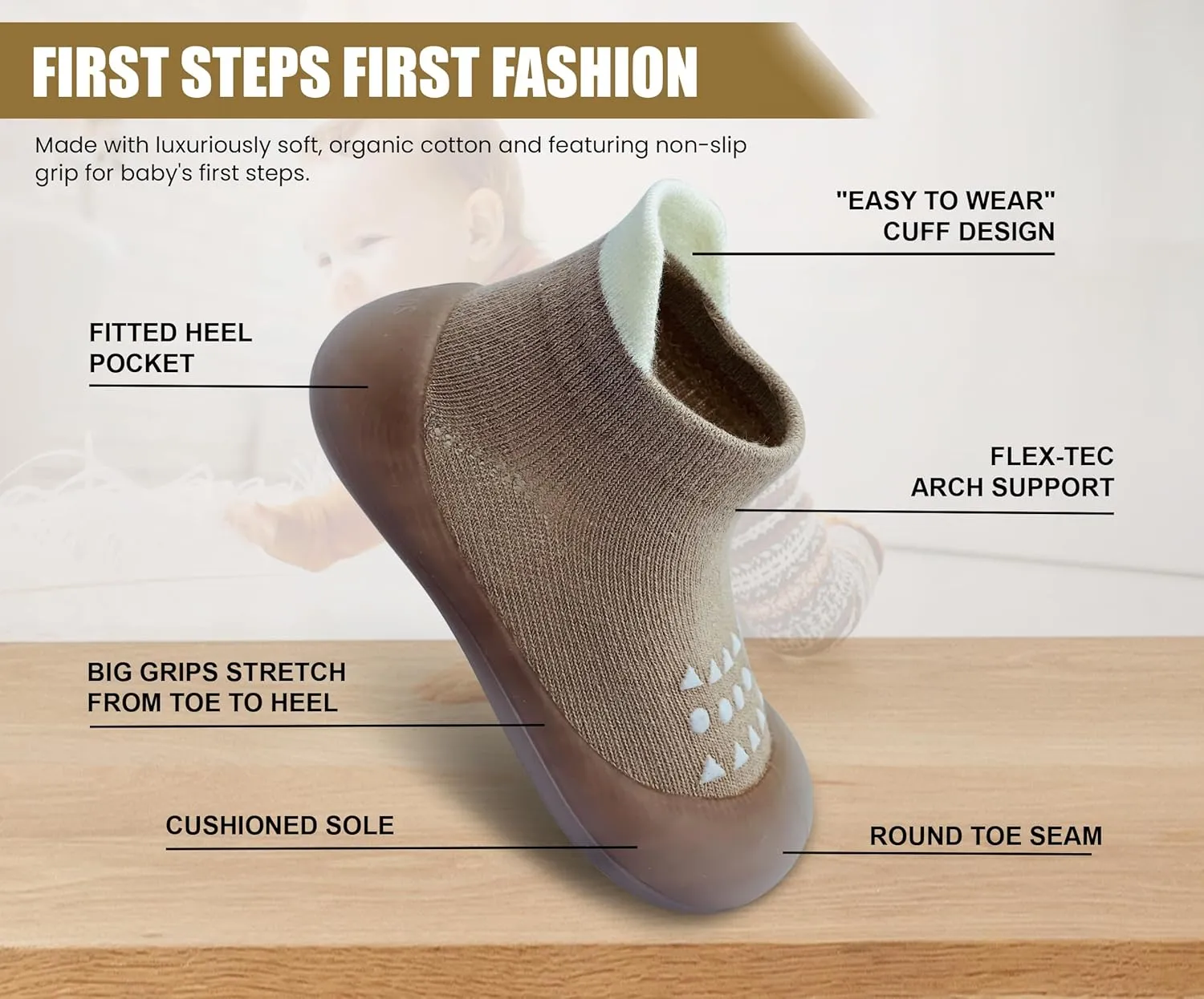 Baby Sock Shoes Boys Girls First Walking Shoes Non-Slip Slippers Soft Sole Sneakers Toddler Infant Babygirl