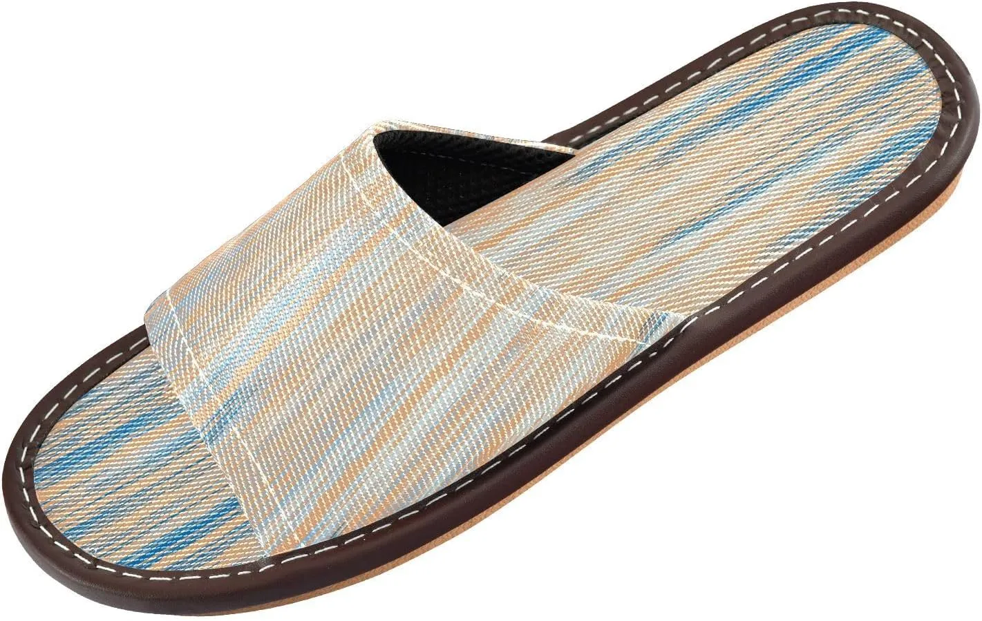 Blue Stripe Waves Summer Non-Slip Slip on Open Toe Home Shoes Casual Shower Slippers Indoor for
