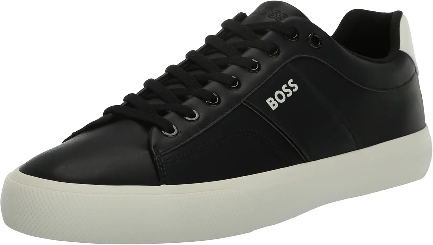 BOSS Men's Aiden Logo Block Leather Low Top Sneaker