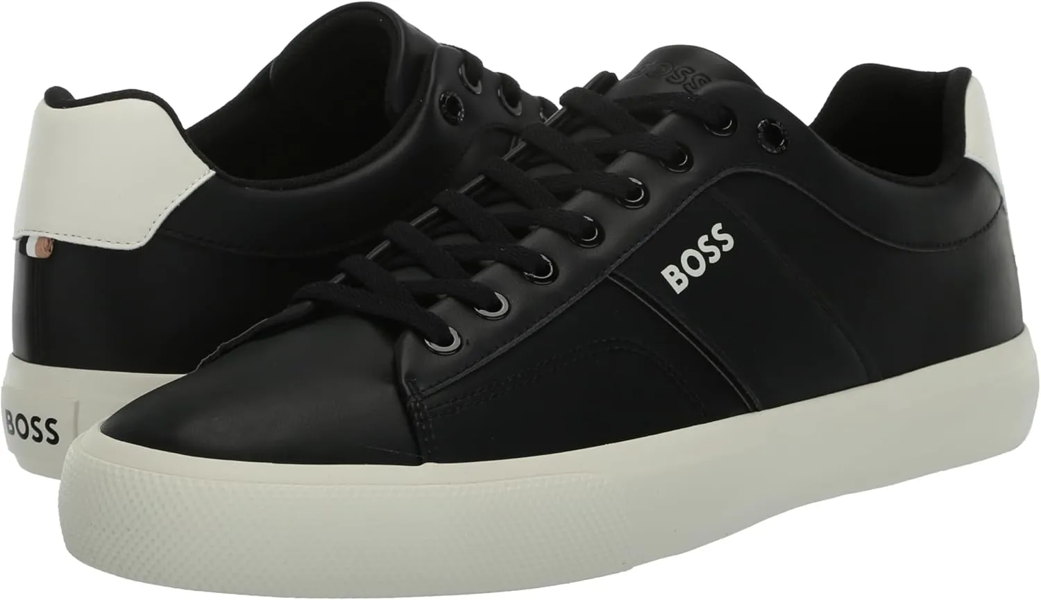 BOSS Men's Aiden Logo Block Leather Low Top Sneaker