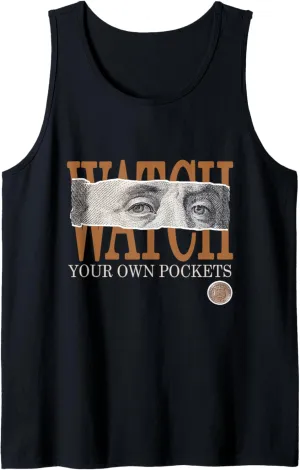 Brown Watch Your Own Pockets Brown Color Graphic Tank Top
