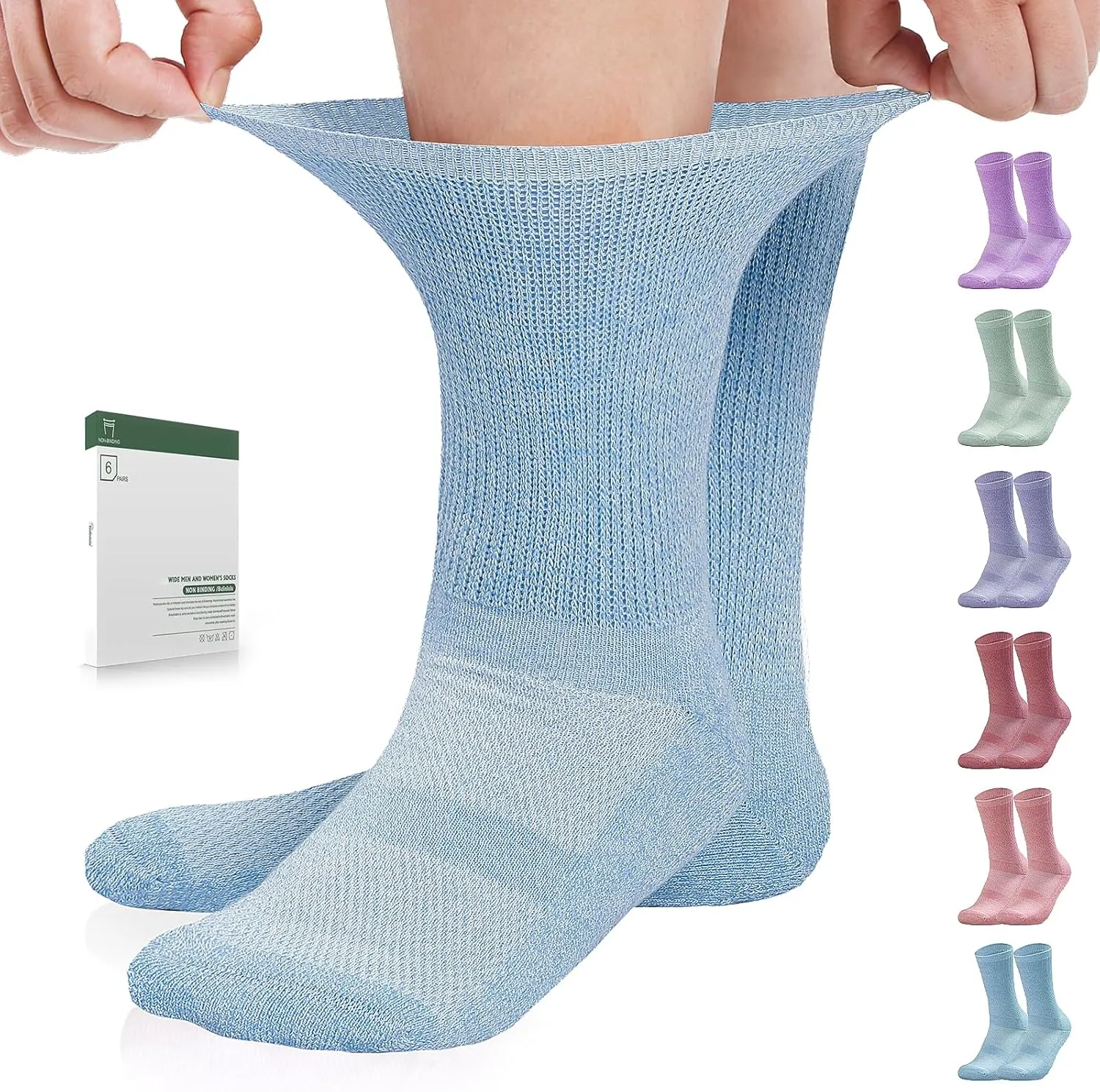 Bulinlulu Diabetic Socks for Men Women-6 Pairs Non Binding Diabetic Crew Seamless Socks for Men Size 9-12