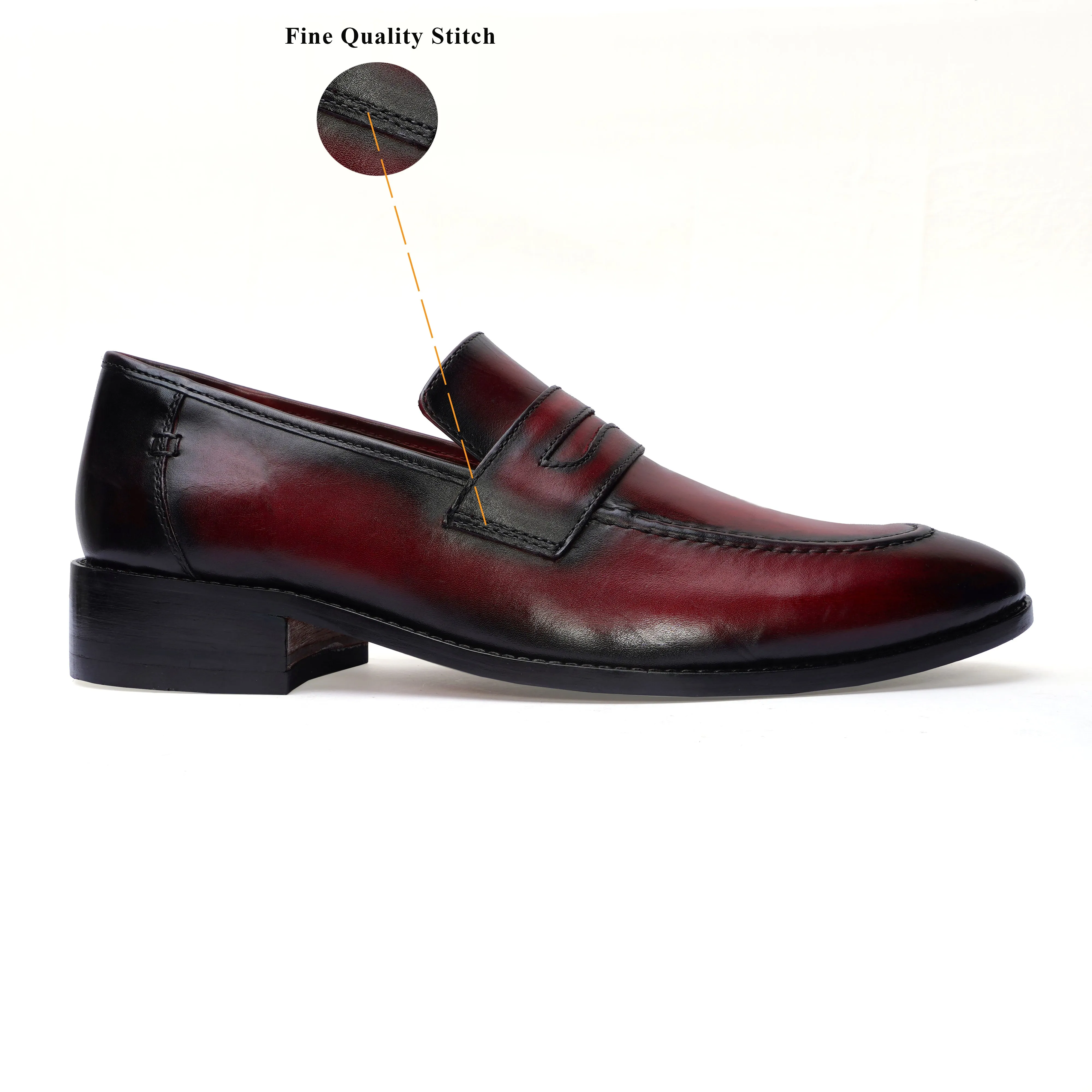 Burnished Wine Penny Loafer in Genuine Leather