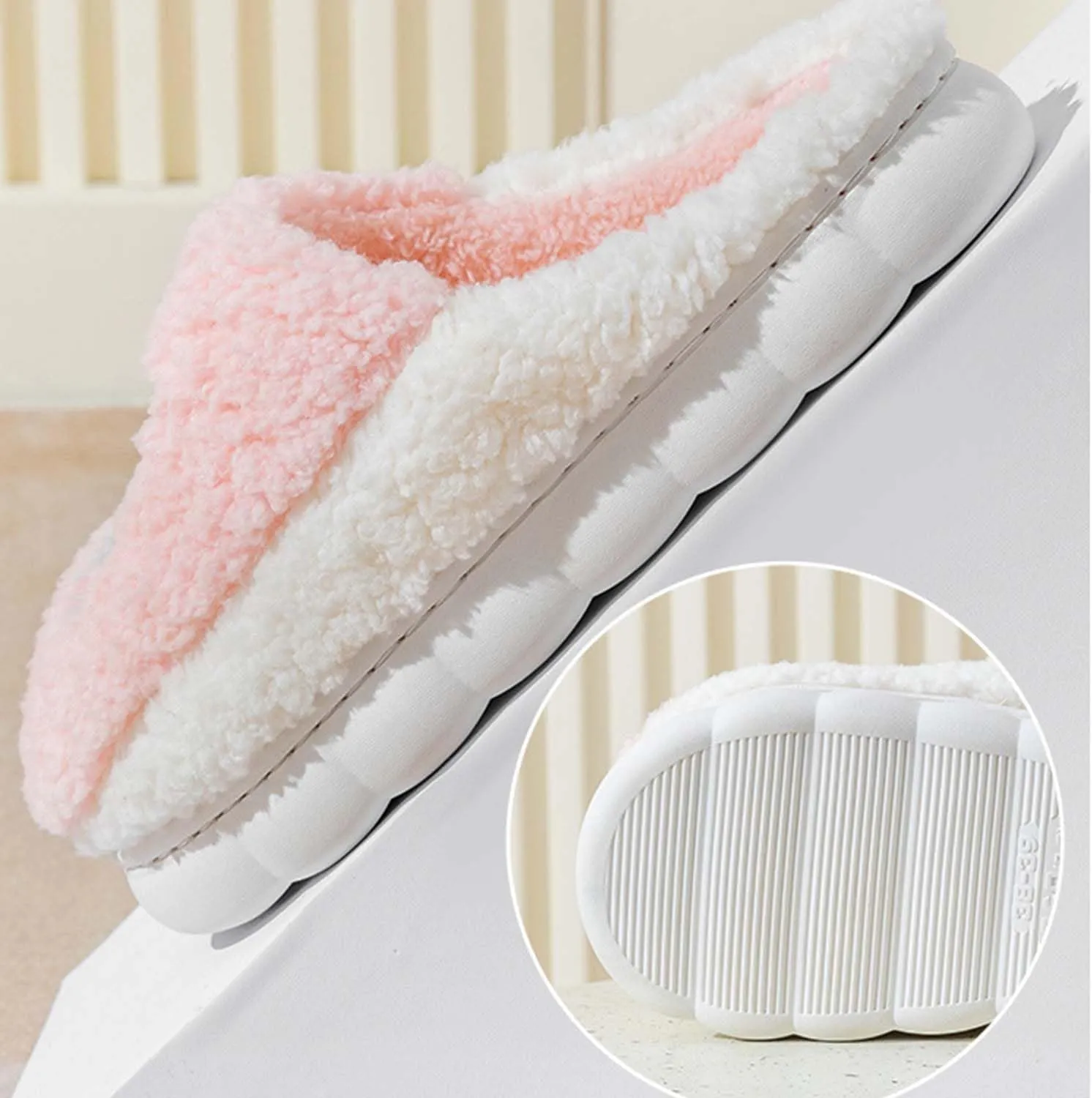 Cartoon Rabbit Slippers for Kids Girls Women Cute Fluffy Memory Foam House Slippers Warm Plush Bedroom Anti-Slip Animal House Shoes