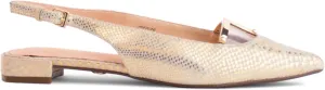 Cecelia New York Jacqueline Slingback Pointed Toe Flats Gold Snake