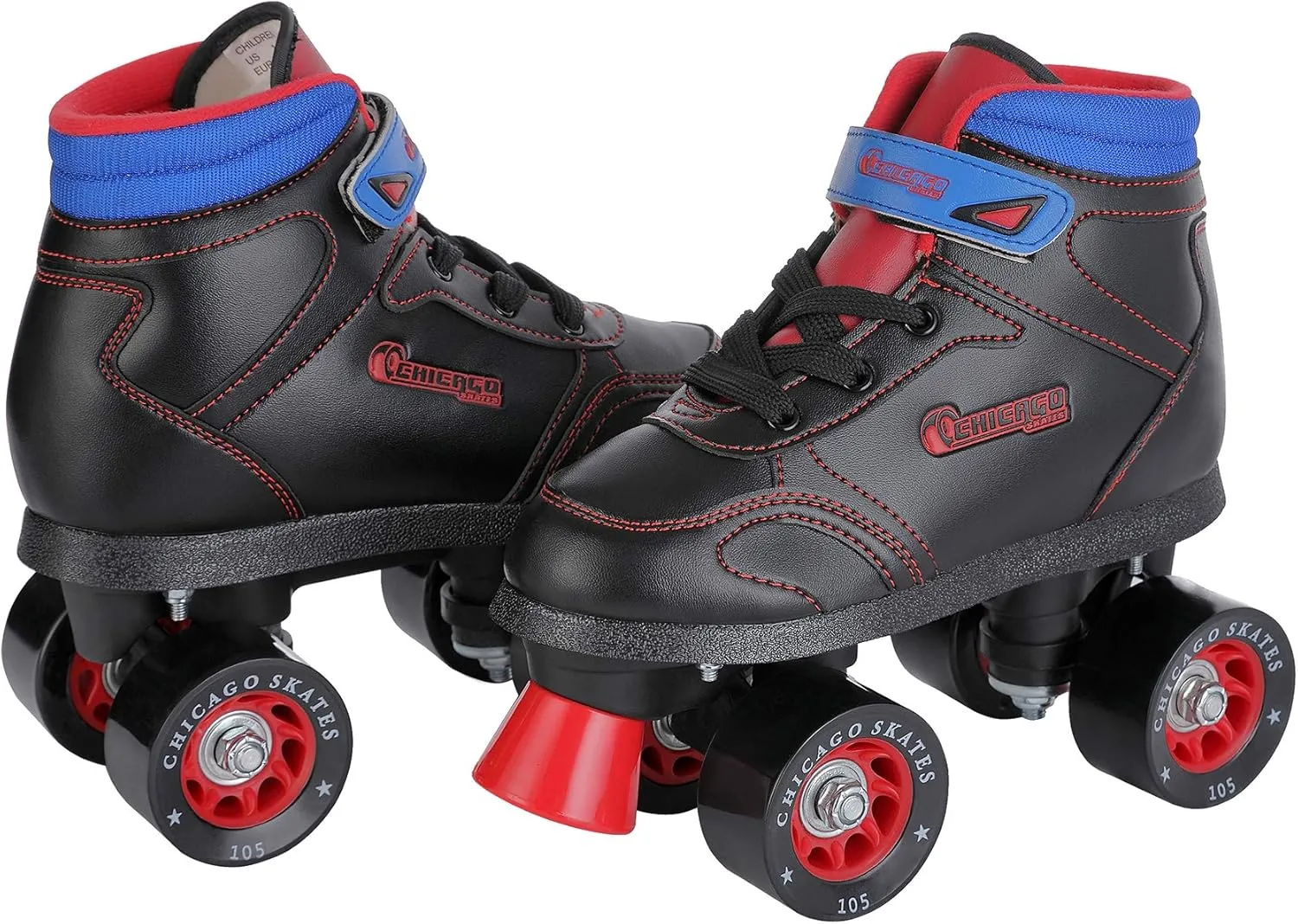 CHICAGO Boys Sidewalk Roller Skates – Black Youth Quad Skates, High-Top Boot, 60mm Polyurethane Wheels, Adjustable Trucks, Indoor & Outdoor Use