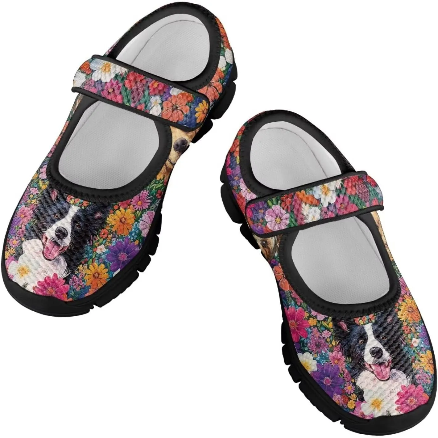 Children's Cartoon Single Buckle Sneaker,Girls Comfort Breathable Mesh Casual Shoes,Low-top Flat Shoes,Black Sole