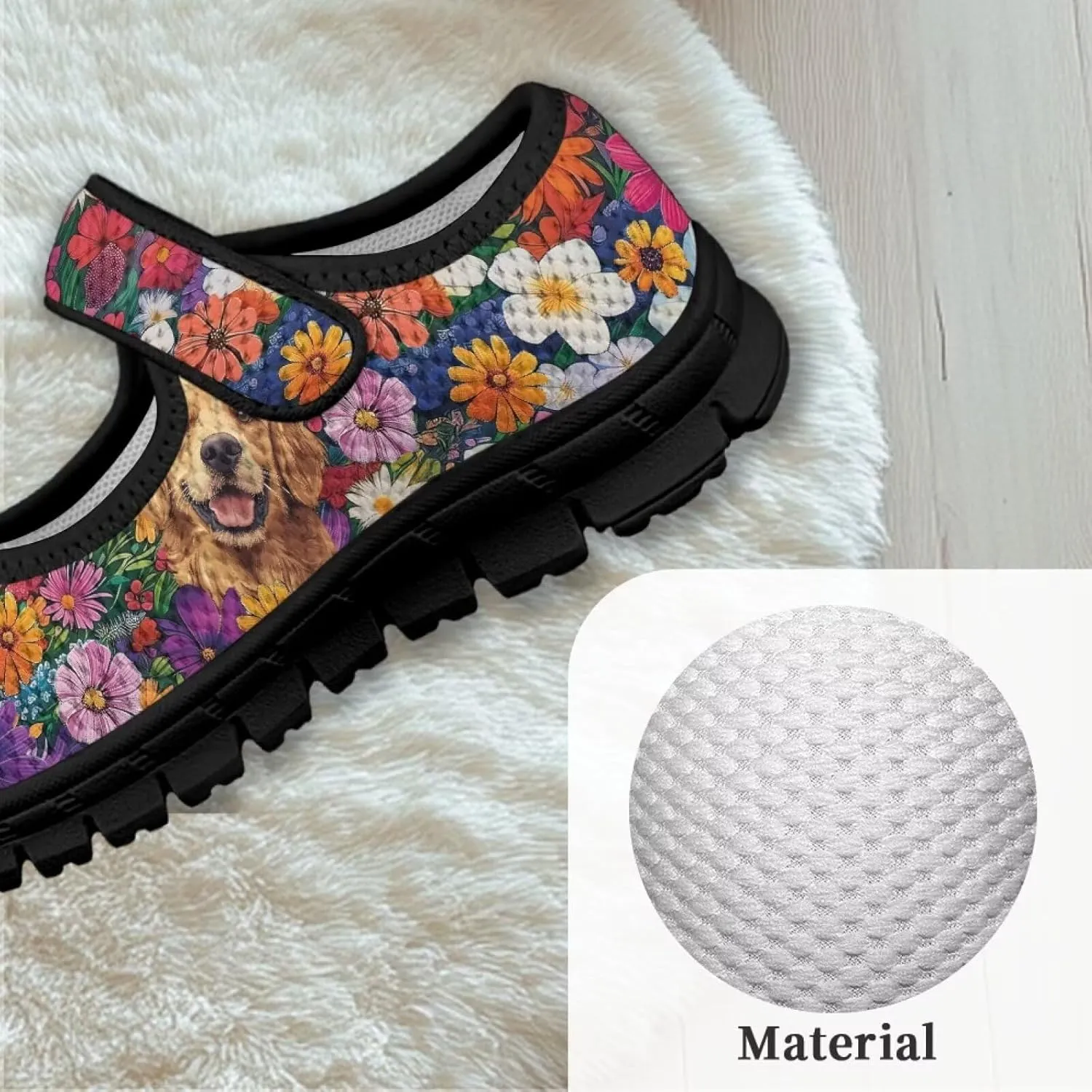 Children's Cartoon Single Buckle Sneaker,Girls Comfort Breathable Mesh Casual Shoes,Low-top Flat Shoes,Black Sole
