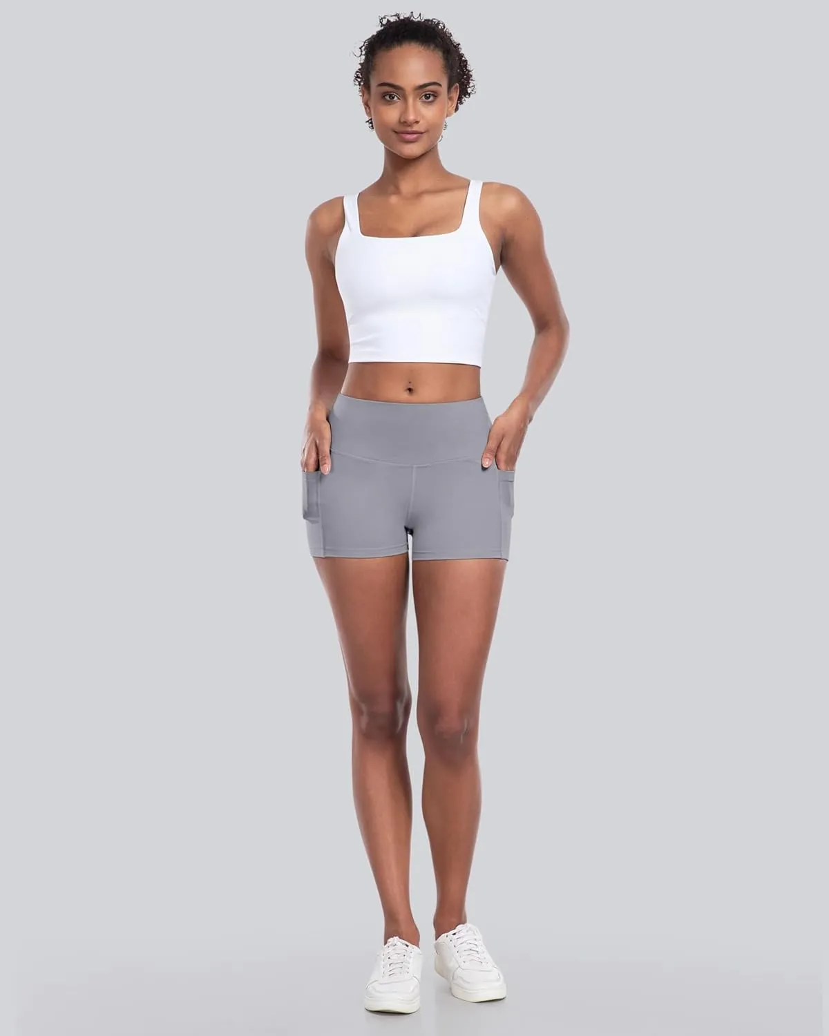 CHRLEISURE Womens Biker Yoga Shorts with Pockets: High Waisted Tummy Control Spandex Workout Athletic Gym Shorts 4 Packs
