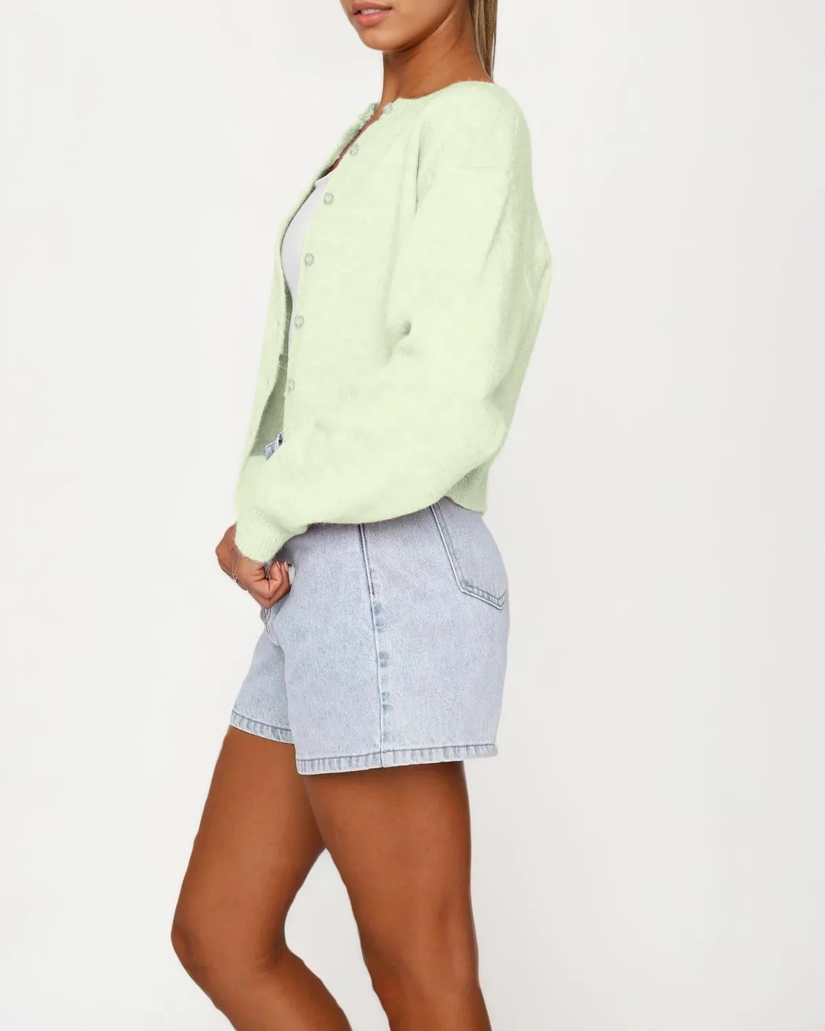 Cioatin Women Y2K Open Front Button Down Crop Sweater Cardigan Long Sleeve Lightweight Knit Pullover Fall Outfits Tops