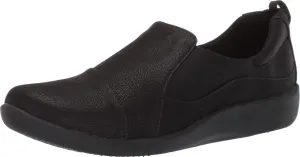 Clarks Women's CloudSteppers Sillian Paz Slip-On Loafer, Black Synthetic Nubuck, 6 W US