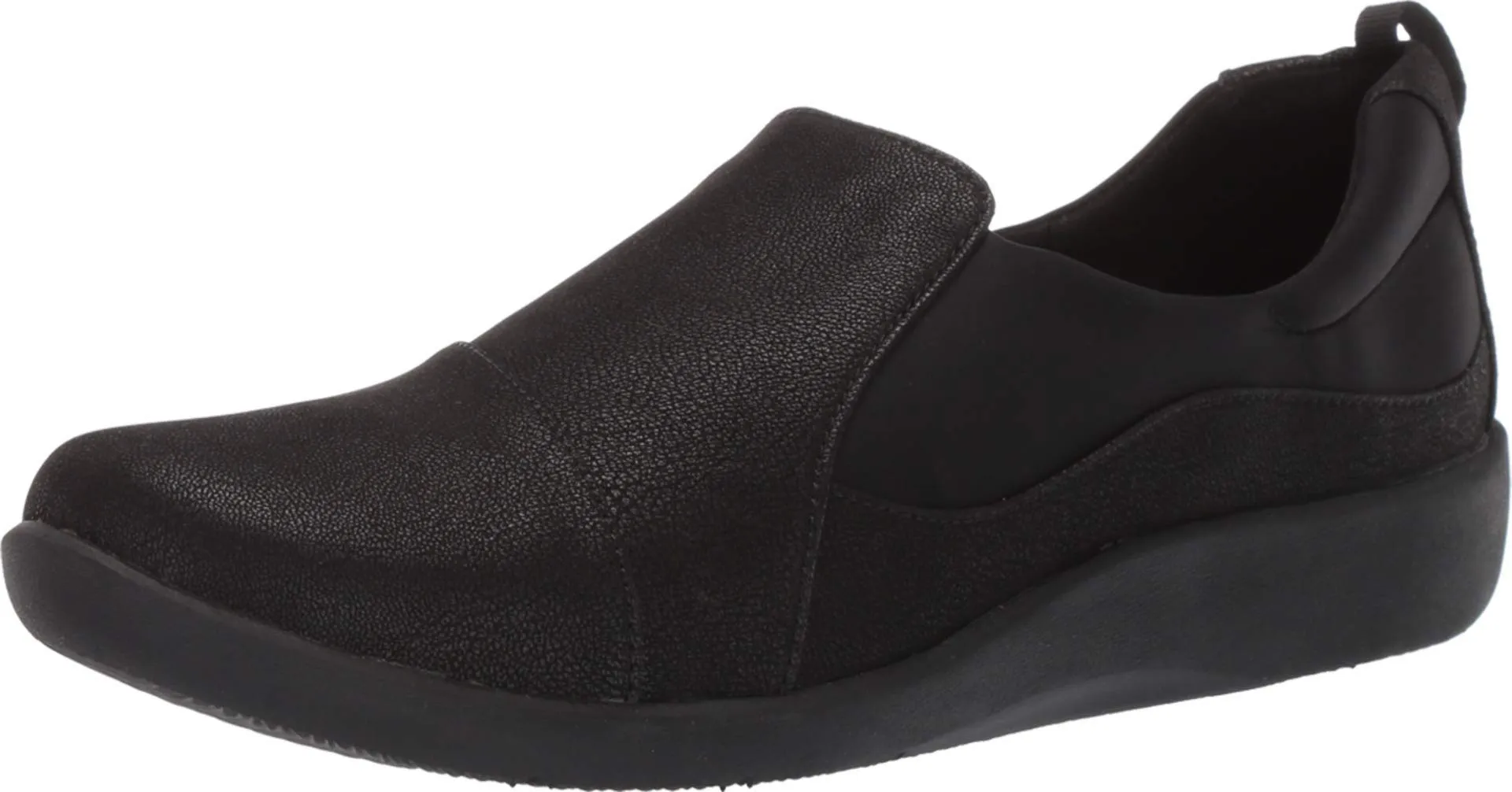 Clarks Women's CloudSteppers Sillian Paz Slip-On Loafer, Black Synthetic Nubuck, 6 W US