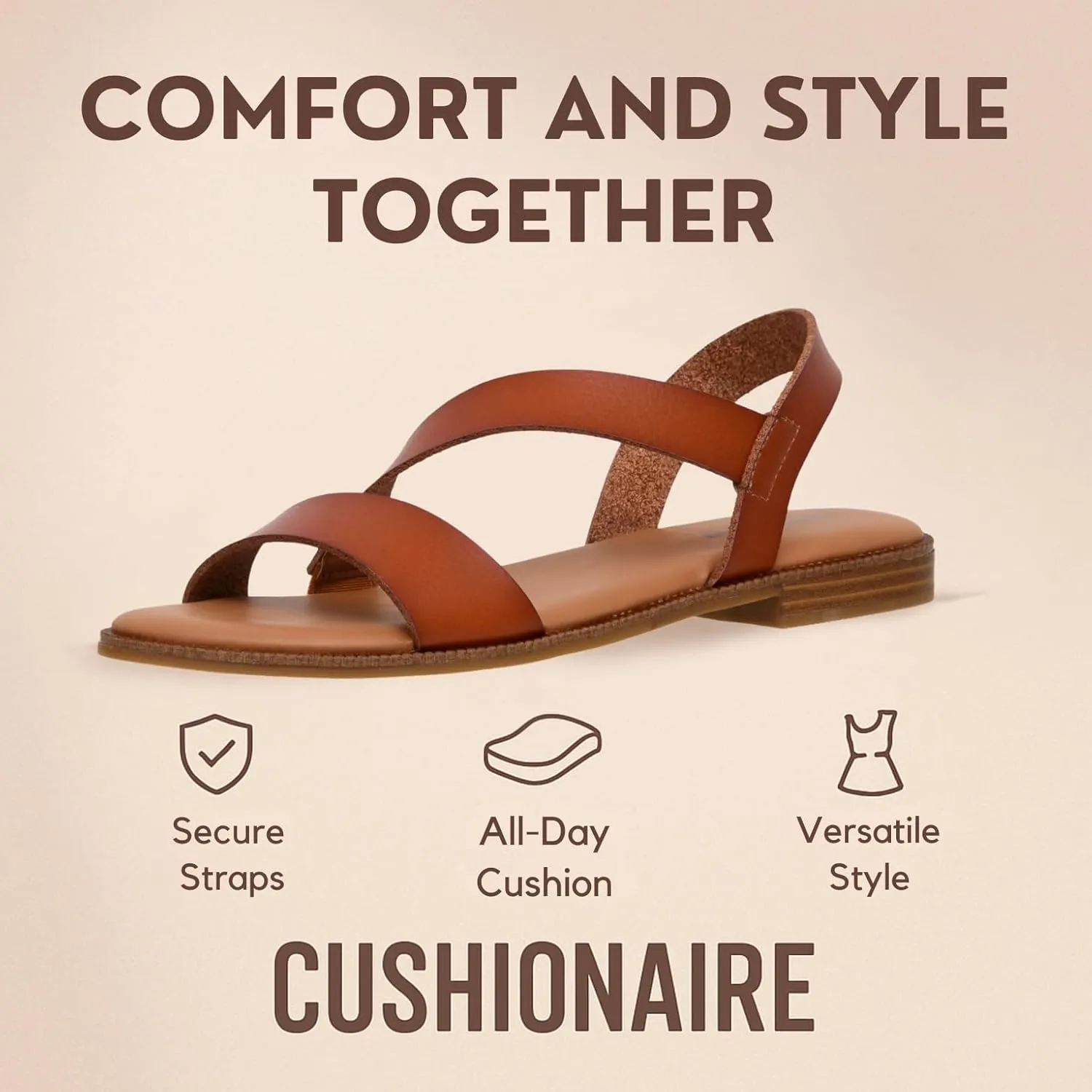 CUSHIONAIRE Women's Lido asym slingback sandal  Memory Foam