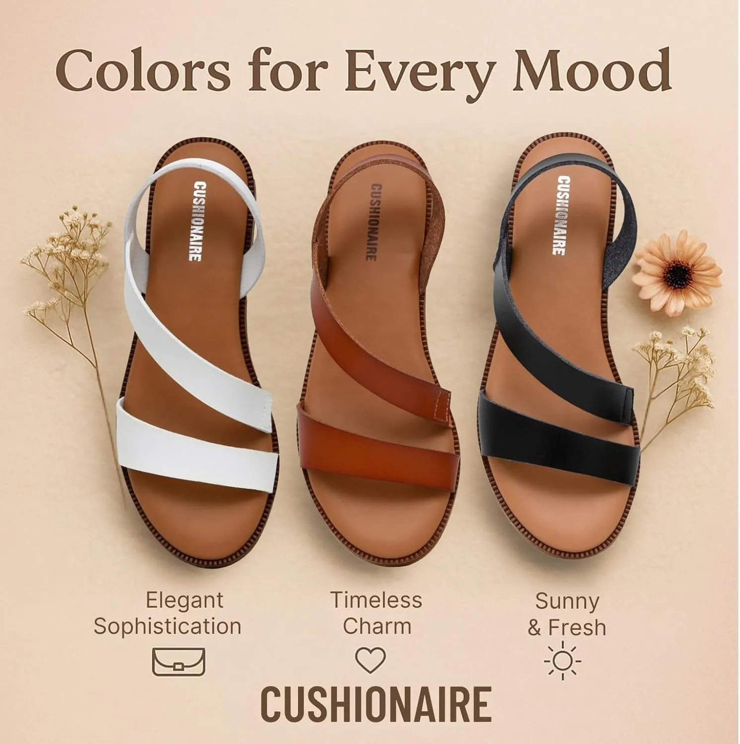 CUSHIONAIRE Women's Lido asym slingback sandal  Memory Foam