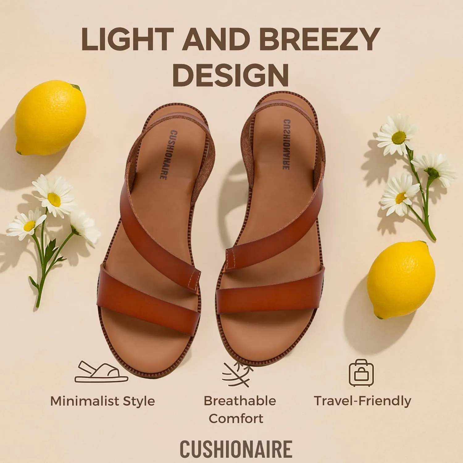 CUSHIONAIRE Women's Lido asym slingback sandal  Memory Foam