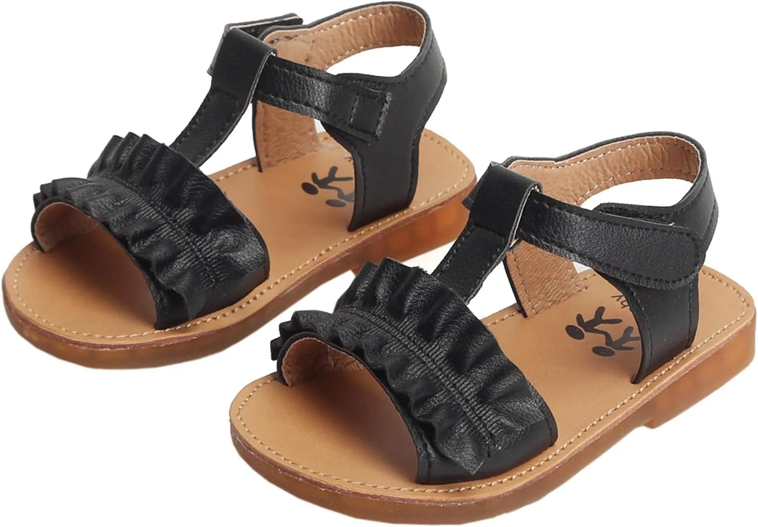 DADAWEN Girl's Summer Beach Water Sandals Soft Sole T-Strap Flat Sandal (Toddler/Little Kid)