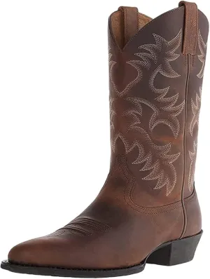 DAGY Cowboy Boots for Men Pointed Toe Stitched Western Boots High-Heeled Men's Middle Barrel Boots Western Cowboy Boots