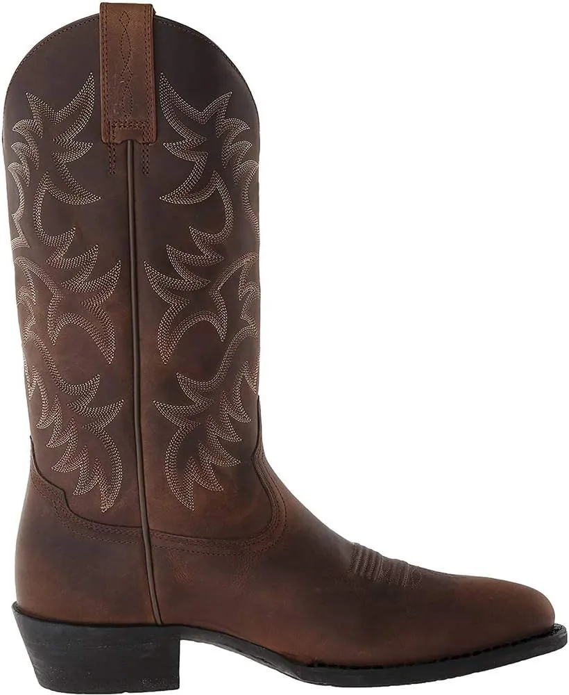 DAGY Cowboy Boots for Men Pointed Toe Stitched Western Boots High-Heeled Men's Middle Barrel Boots Western Cowboy Boots