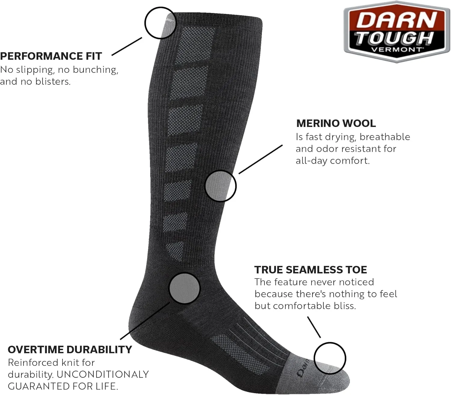 Darn Tough Vermont Men's Stanley K Over the Calf Socks, Lightweight Work Socks for Men with Cushion, Style 2213