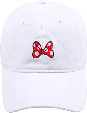 Disney Minnie Mouse Dad Hat, Cotton Adjustable Baseball Cap with Curved Brim