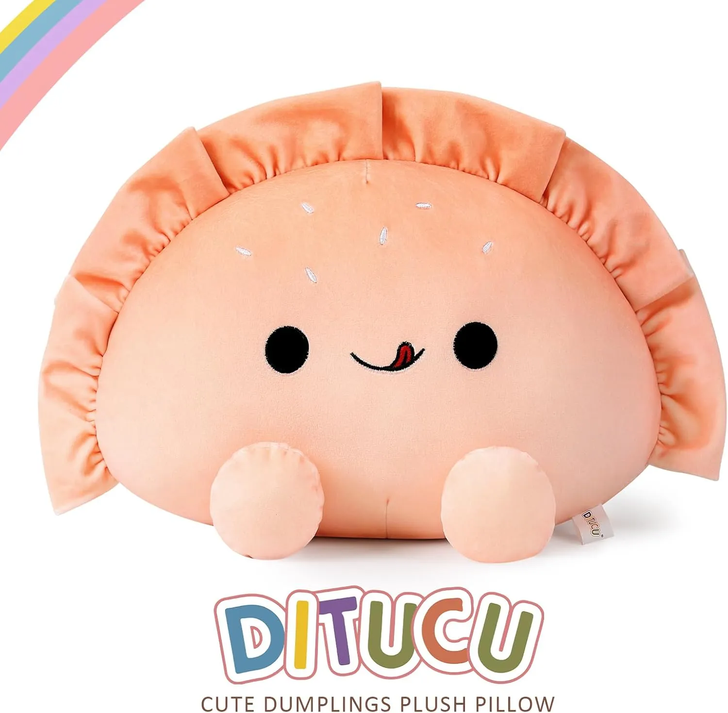 Ditucu Cute Dumpling Plush Pillow Funny Food Fried Dumplings Pancakes Stuffed Animal Plushies Toys Soft Hugging Gifts for Kids Pink 14 inch