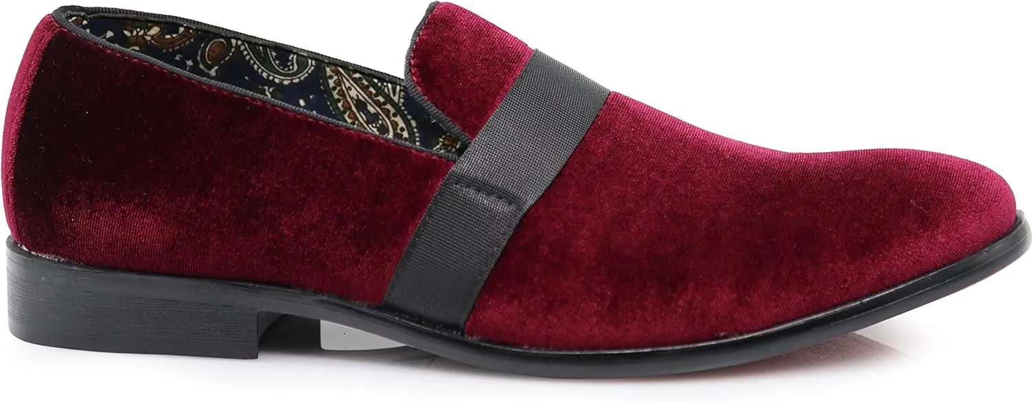 Enzo Romeo Men's Fashion Formal Tuxedo Slip On Loafer Velvet Dress Shoes SKO03