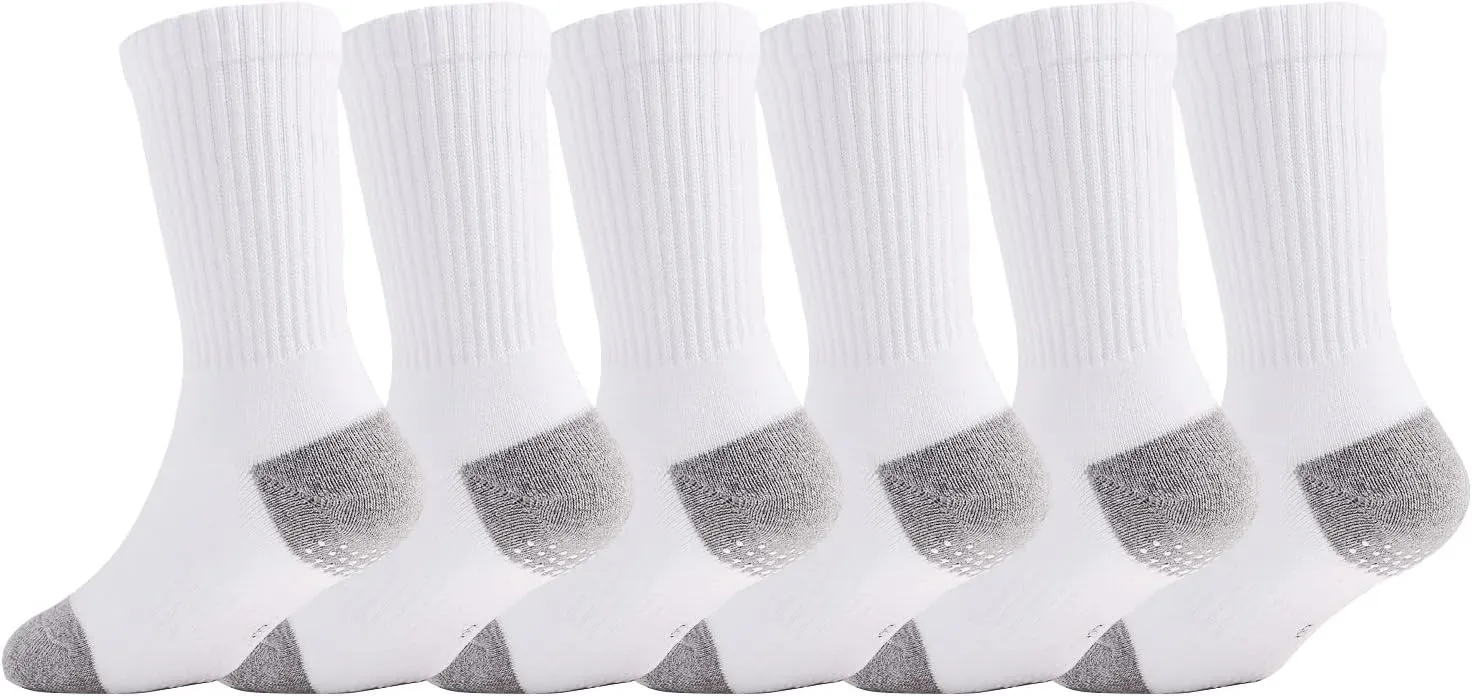 EPEIUS Kids Boys/Girls' Cushioned Crew Socks Thick Cotton Athletic Socks 6 Pack 4-14 Years