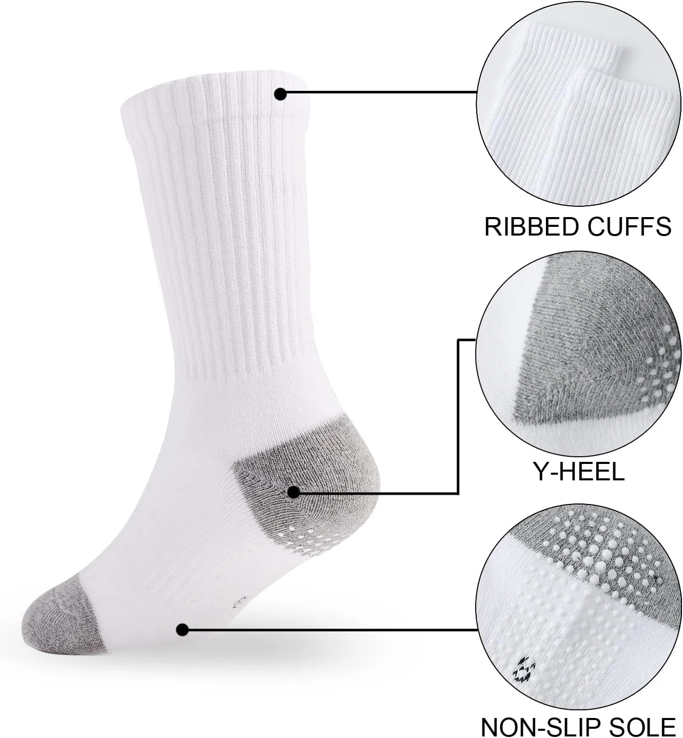 EPEIUS Kids Boys/Girls' Cushioned Crew Socks Thick Cotton Athletic Socks 6 Pack 4-14 Years