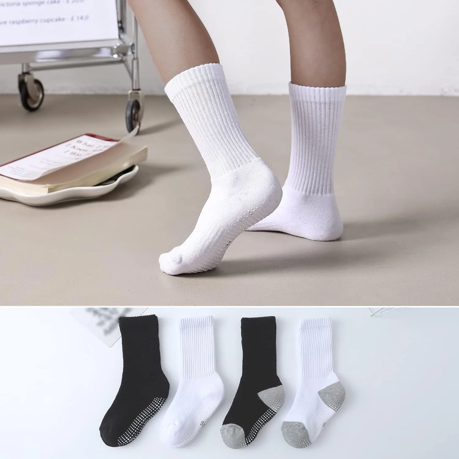 EPEIUS Kids Boys/Girls' Cushioned Crew Socks Thick Cotton Athletic Socks 6 Pack 4-14 Years