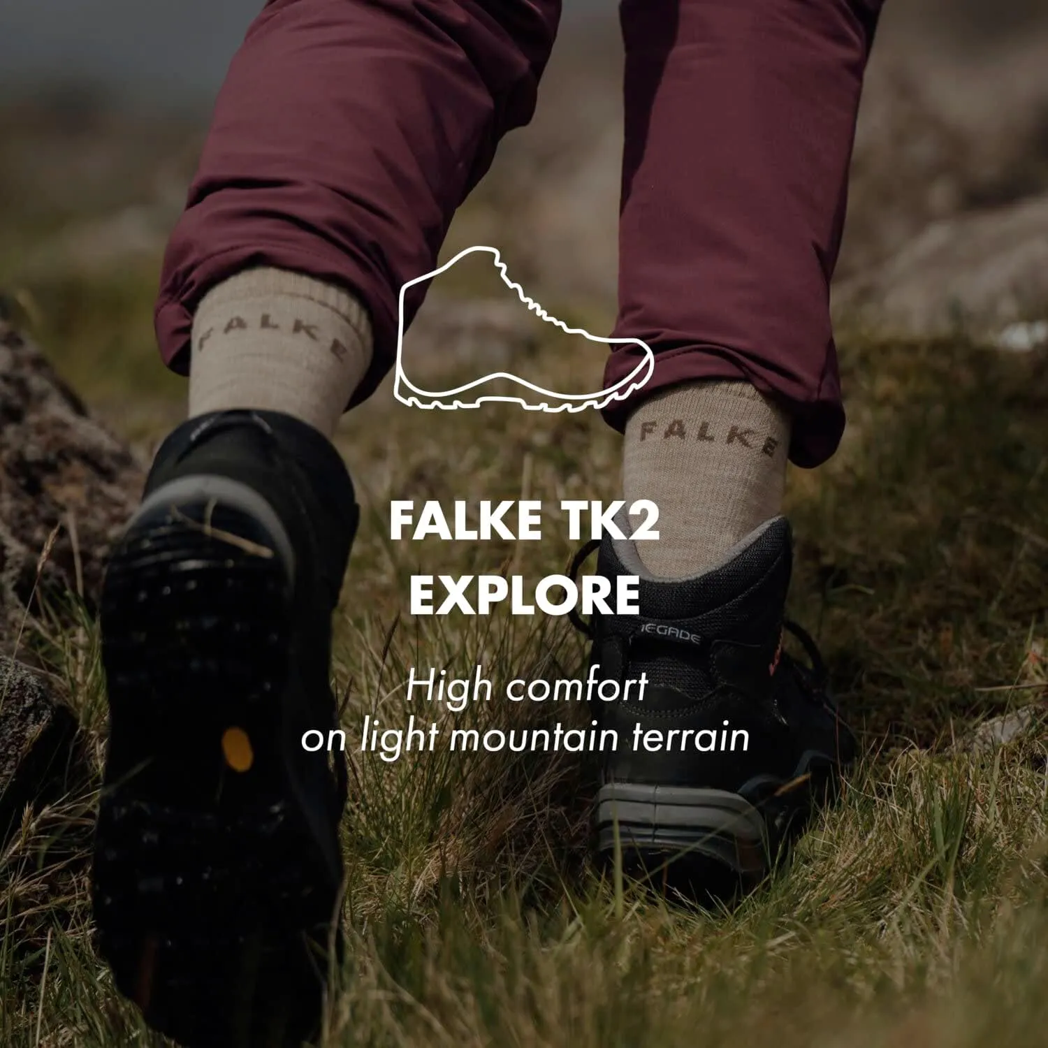 FALKE Men's TK2 Explore Melange Hiking Socks, 1 Pair