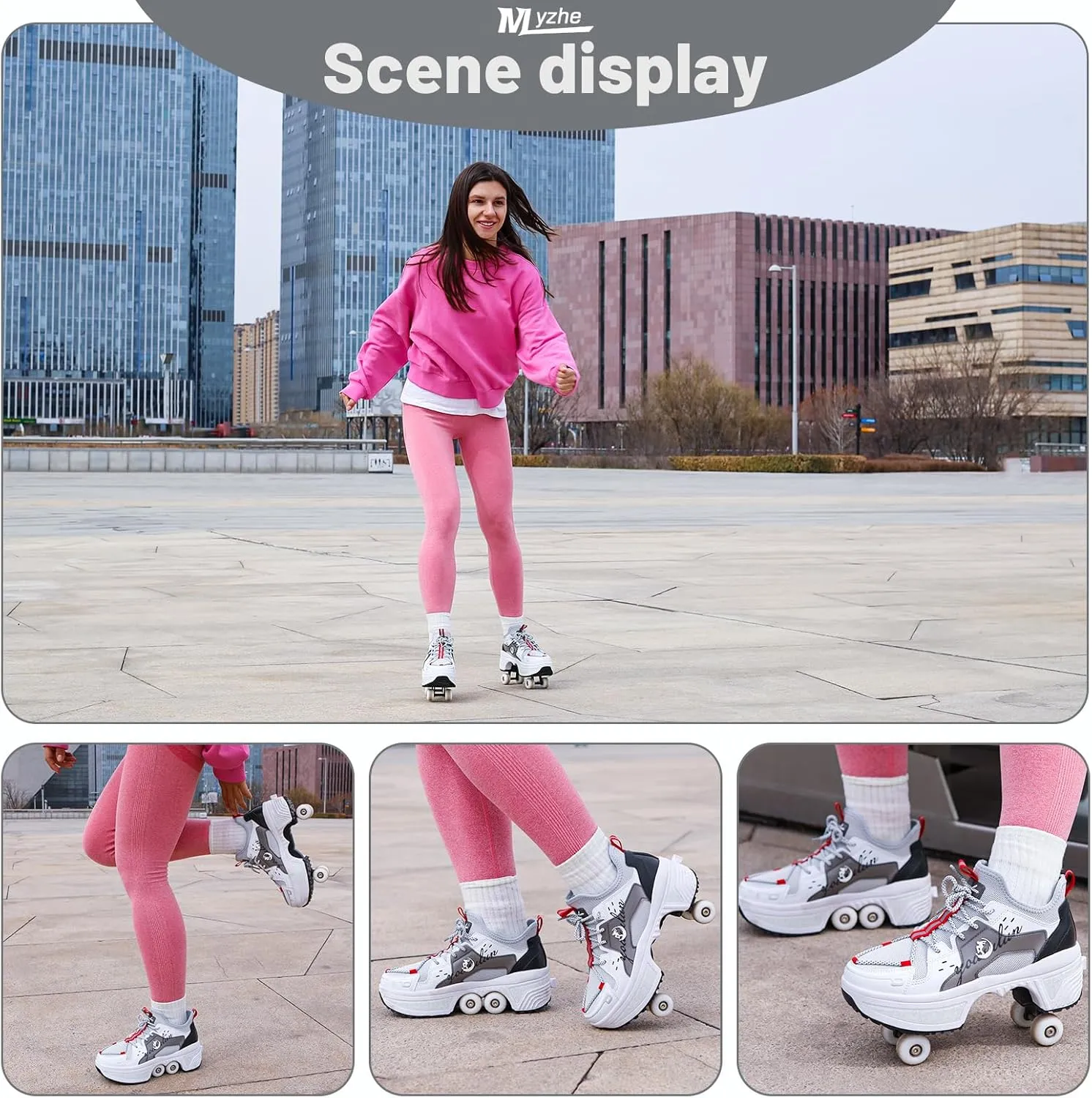 Four-Wheel Skate Shoes, Roller Skates and Sneakers are Unisex and Retractable for Outdoor Use, Suitable for Both Children and Adults