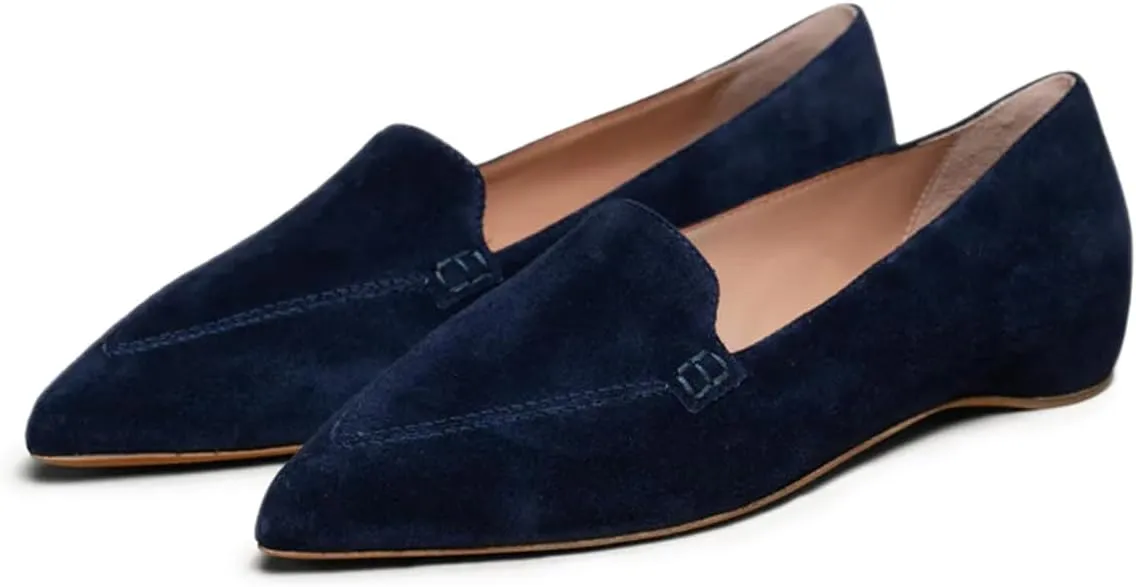FOWT Women Classic Closed Pointed Toe Pumps Solid Color Slip On Flat Loafers Cozy Party Driving Work Shoes Size 4-16 US