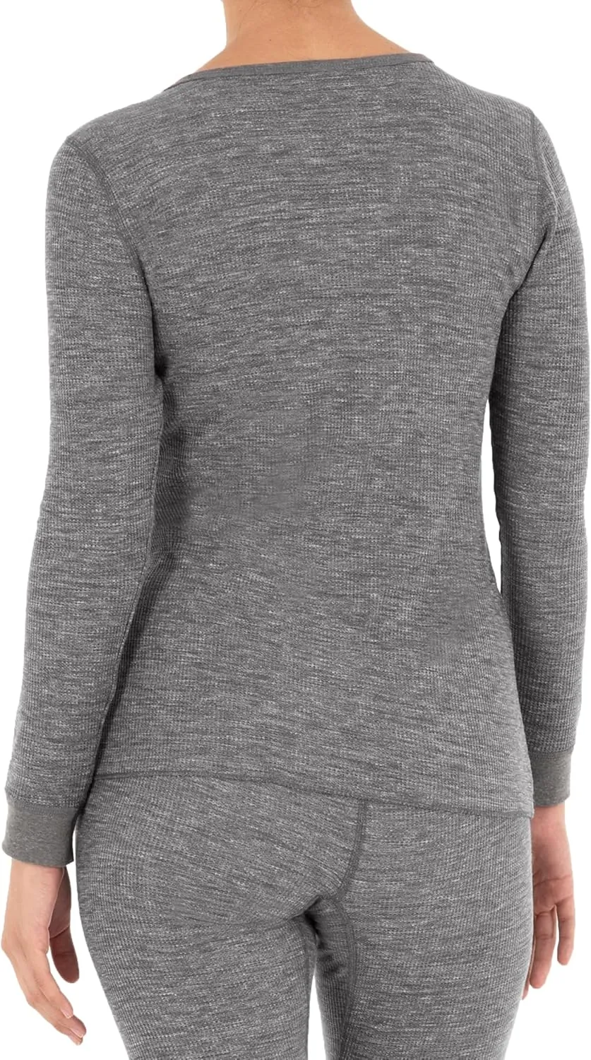 Fruit of the Loom Women's Micro Waffle Thermal V-Neck
