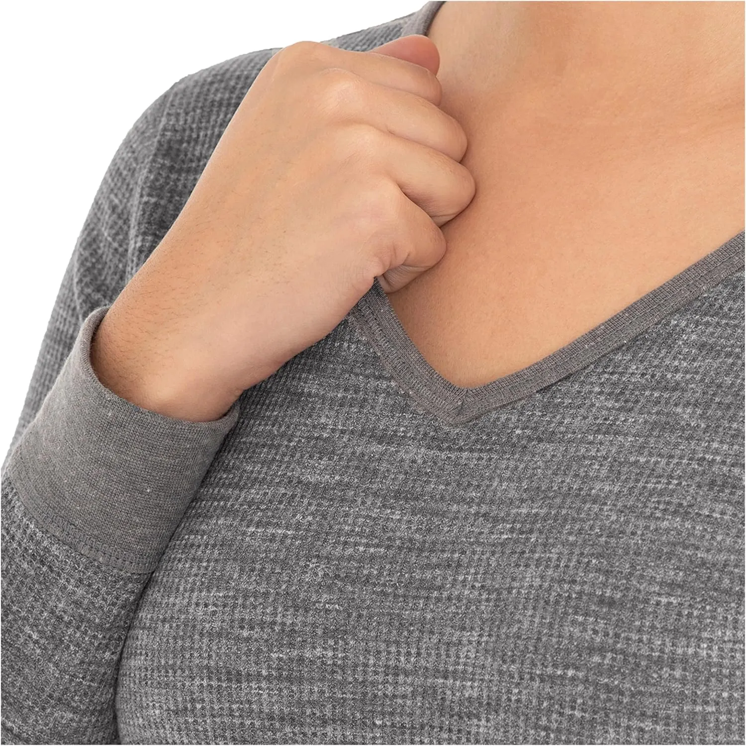 Fruit of the Loom Women's Micro Waffle Thermal V-Neck